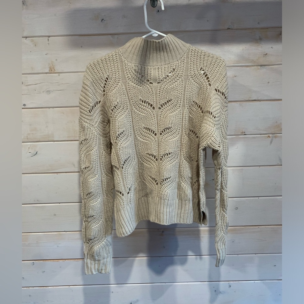 Pink Rose | Slightly Cropped Crochet Open Pattern Cable Knit Sweater